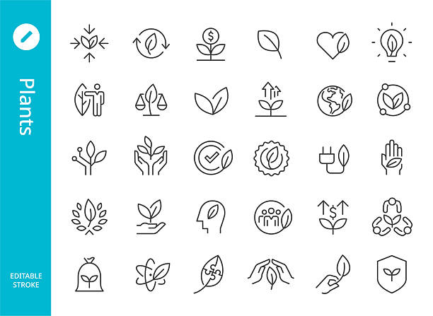 ikony rostlin - řada line - ekosystém stock ilustrace