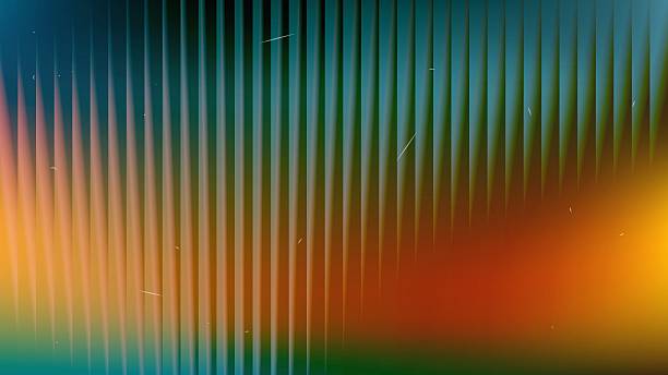 istock 3D transparent ribbed glass background with light refraction and holographic rainbow gradient. Reeded retro corrugated glass wall with reflective highlights on dark backdrop. Vector EPS10 2230801034