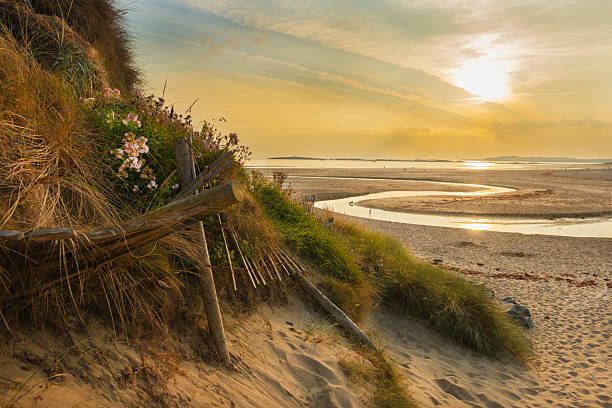 Rhosneigr Beach on Anglesey, Wales, at Sunset
