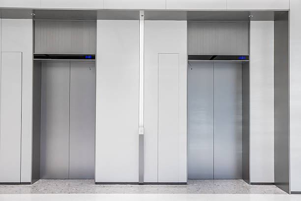 interior of a modern silvery elevator