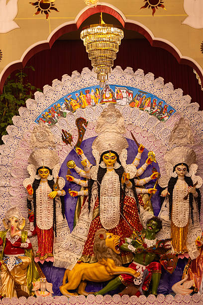 istock Idol of goddess durga in pandal during navrati 2230804950
