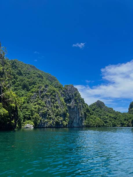 istock Scenic view of lush green cliffs and turquoise waters. 2230805016