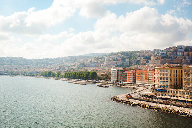 Waterfront of Naples (Lungomare Caracciolo) in foggy day