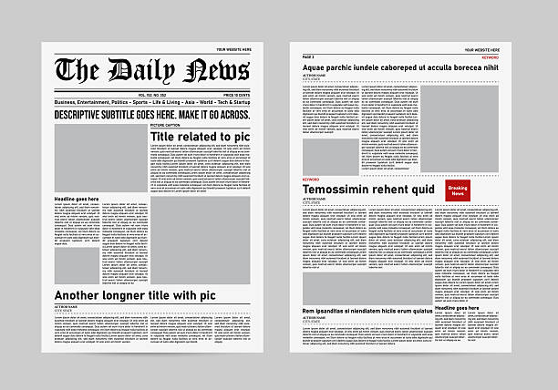 istock Newspaper layout template. News column articles newsprint magazine design. 2230807500