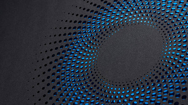 istock Abstract cut paper artwork with circular halftone dots in black and blue 2230808307