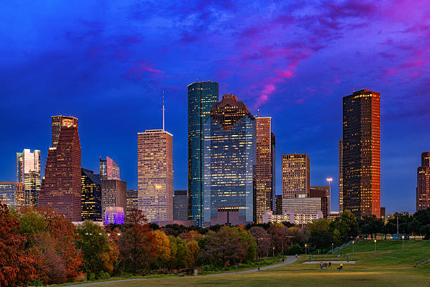 istock Houston City illuminated at blue night in Houston, Texas. 2230808340