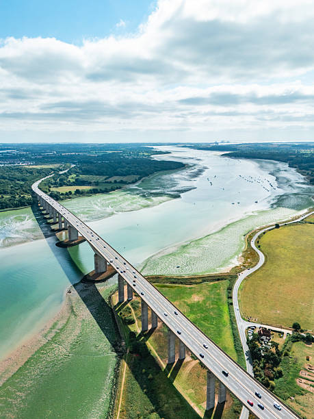 Orwell bridge spanning the river orwell in ipswich, suffolk, uk