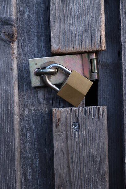 istock A wooden door with a lock on it 2230809818