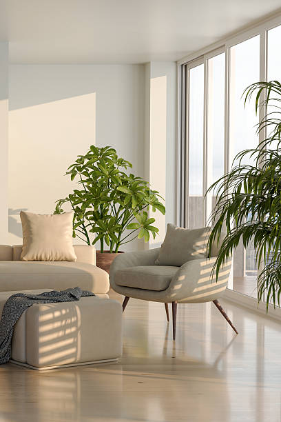 istock Large luxury modern bright interiors Living room mockup illustration 3D rendering image 2230811380