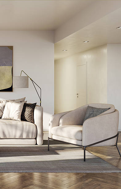 istock Large luxury modern bright interiors Living room mockup illustration 3D rendering image 2230811616