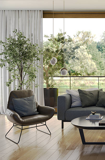 istock Large luxury modern bright interiors Living room mockup illustration 3D rendering image 2230811843
