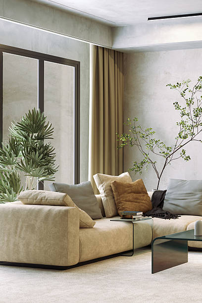 istock Large luxury modern bright interiors Living room mockup illustration 3D rendering image 2230811854
