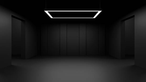 istock Futuristic building with Neon Red Lighting in Dark Sci-Fi Interior. 3D Illustration 2230813144