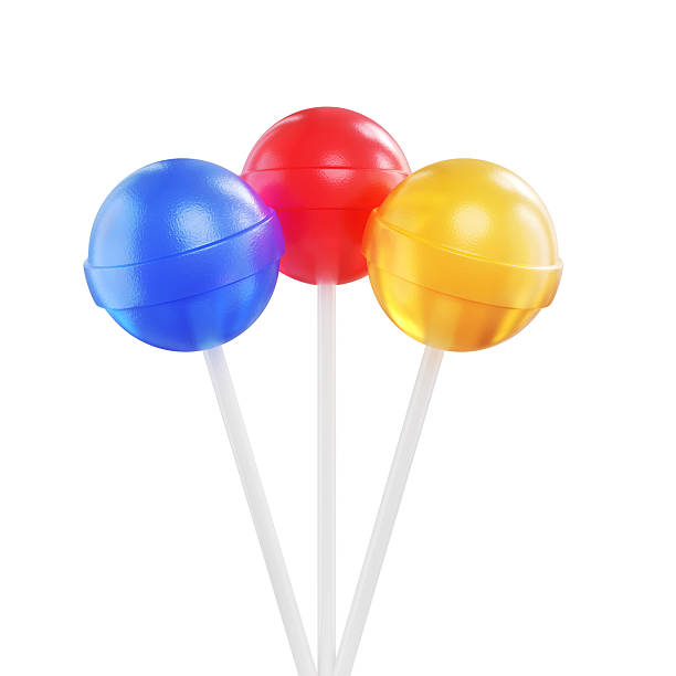 istock Red Blue Yellow Candy Lollipops on a White Background, İsolated on White And Clipping Path 2230823627