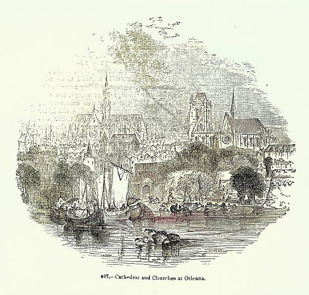 History of architecture, Cathedral and churches at Orleans, 19th Century Victorian vintage illustration