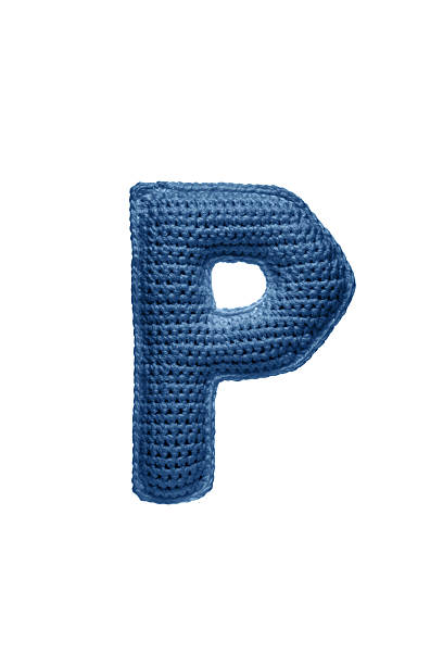 istock A large letter P, handmade from blue knitted yarn. 2230840500