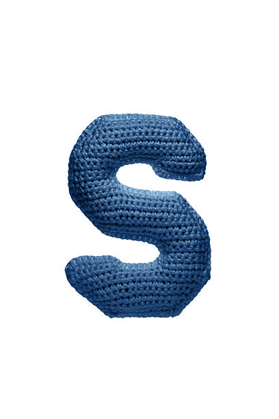 istock A large letter S, handmade from blue knitted yarn. 2230840503
