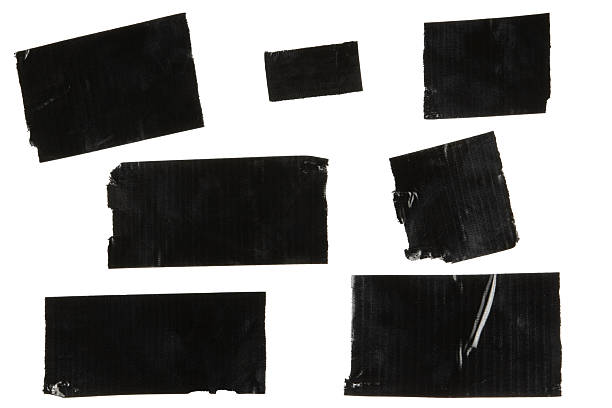 istock Black adhesive duct tape piece torn. Duct tape pieces set 2230846484