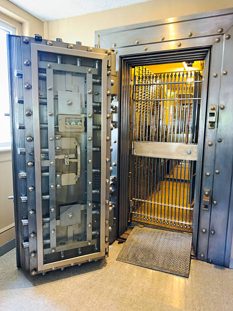 Steel vault and lock system of bank