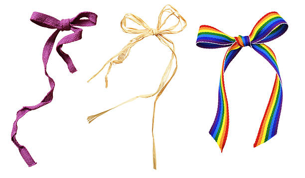 Set of different tipes wrapping bows isolated on white