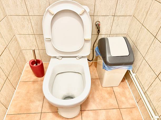 istock Bathroom interior with toilet and cleaning accessories 2230851070