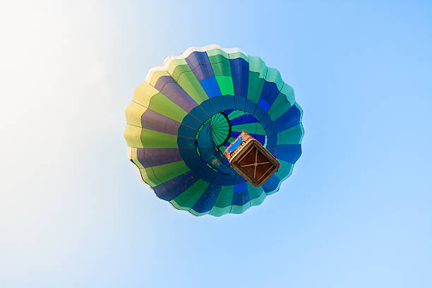 istock Colorful hot air balloon viewed from below in the blue sky 2230859598