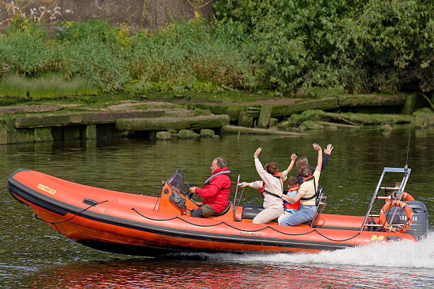 Glasgow, UK, August 2nd 2025, Boat trip along the River Clyde for fun adventure UK