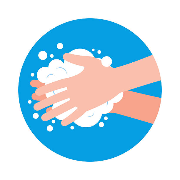istock Hands washing illustration with soap and bubbles. Handwashing sign. 2230864148