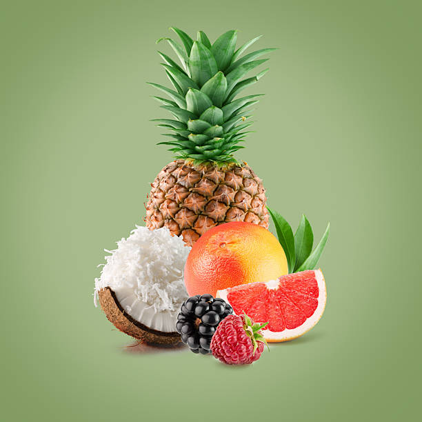 istock exotic fruits on a light green background 2230864530