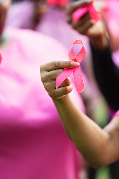 istock Breast cancer awareness ribbon in woman's hand 2230865497
