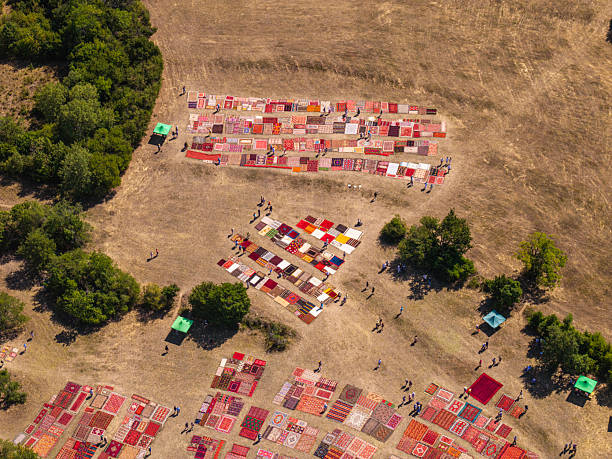 istock Colorful Carpet Market Outdoors, Aerial View 2230876349