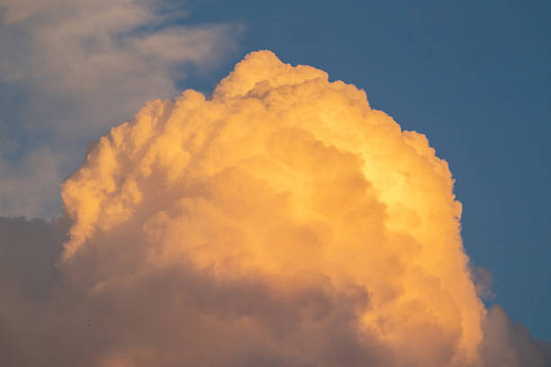 Thunderhead Cloud Catches Orange Light At Sunset In Yellowstone National Park