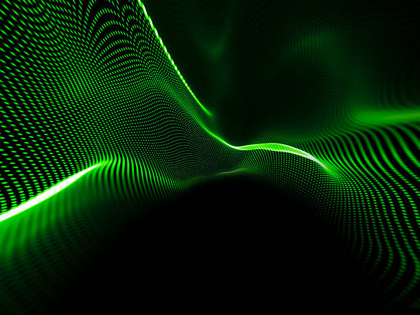 istock Digital wave of glowing green particles on a black background, representing a futuristic soundwave 2230880363