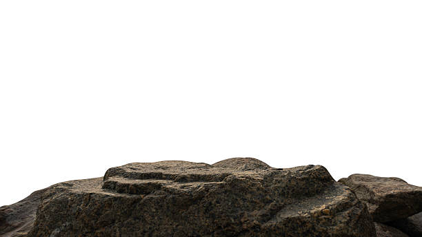 istock Mountain Rock Brown, Stone Podium cliff edge isolated on white background 2230883494