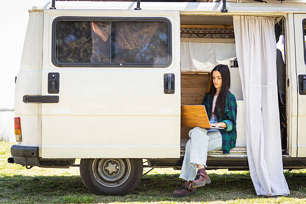 istock Woman motorhome life working remote 2230888075