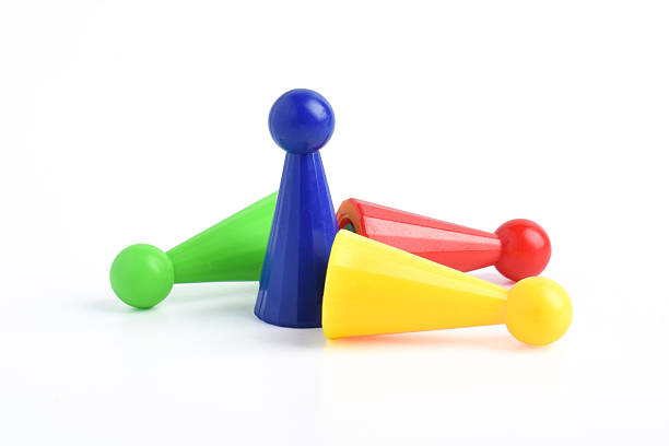 Colorful board game pawn isolated on white background