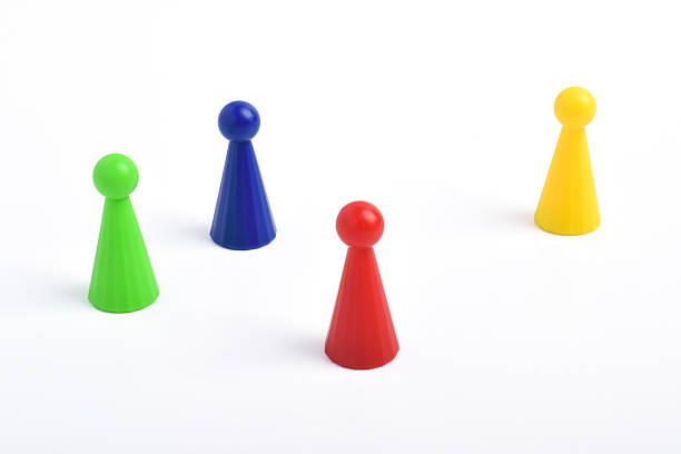 Colorful board game pawn isolated on white background