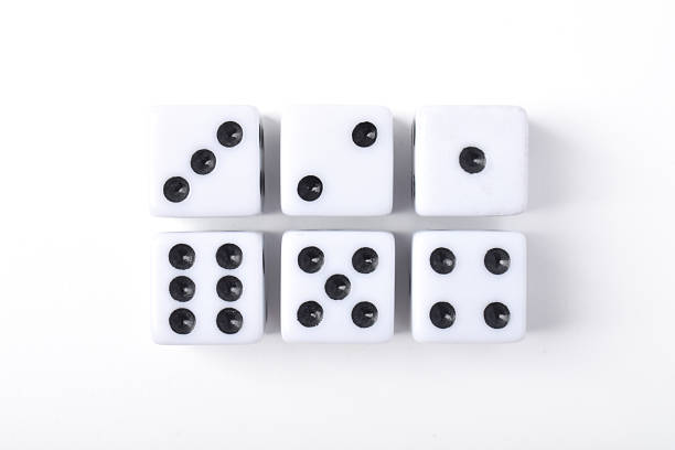 istock Six dices with Numbers 1, 2, 3, 4, 5, 6, on white background 2230899707