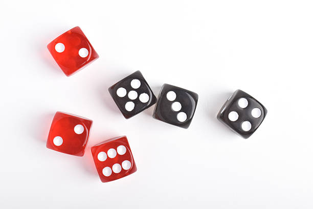 istock Black and red dices on white background 2230903212