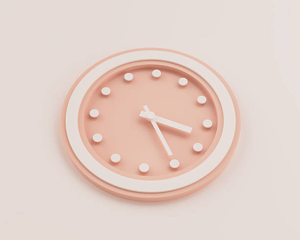 istock Minimalist Pastel Pink And White Rounded Wall Clock 3:25 Three Twenty Five Time 3D Illustration 2230904332