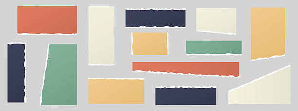 istock Set of torn paper textures in muted Scandinavian tones. Raw, uneven edges, subtle grunge decor and natural texture. Page designs from notebooks, diary sheets and vintage scraps. 2230906316