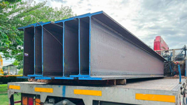 istock Wide flange steel beams arranged in a construction yard, essential for heavy-duty structural frameworks. Commonly used in industrial buildings, bridges, and high-rise projects for strength. 2230907684