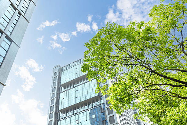 istock Bottom view of modern eco city 2230908124