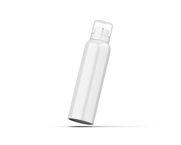 istock Blank white spray bottle deodorant can mockup isolated on white background, 3d illustration. 2230908896