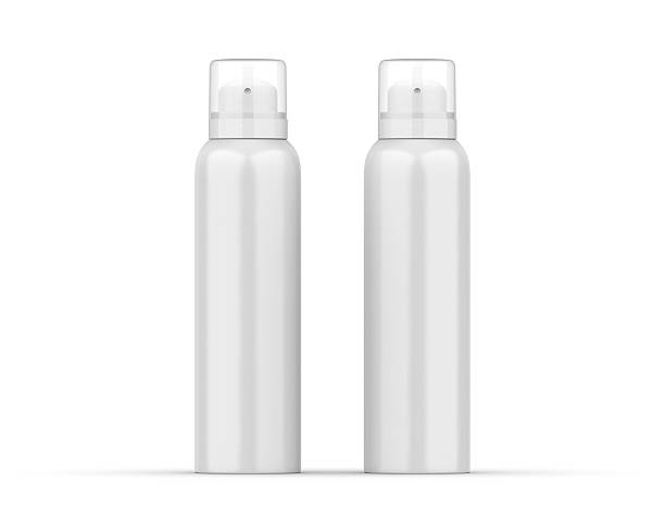 istock Blank white spray bottle deodorant can mockup isolated on white background, 3d illustration. 2230908897