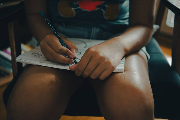 Village Girl reading book in lighting lamp