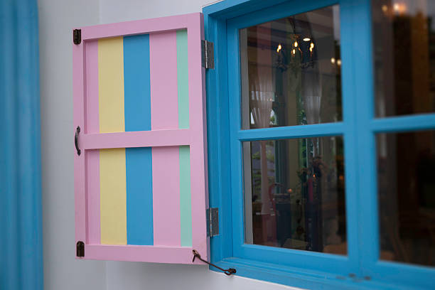 Exterior and interior of cafe restaurant, stock photo