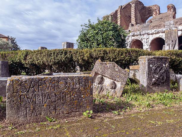 istock Ancient Roman ruins with inscriptions. 2230928693