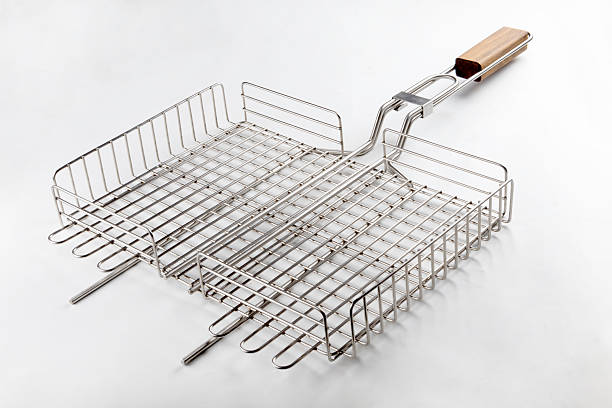 istock metal grill basket isolated on gray background, top view 2230931884