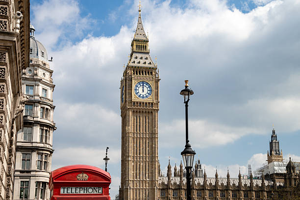 Composite image of Big Ben and the the British Union Jack Flag, Westminster, London.